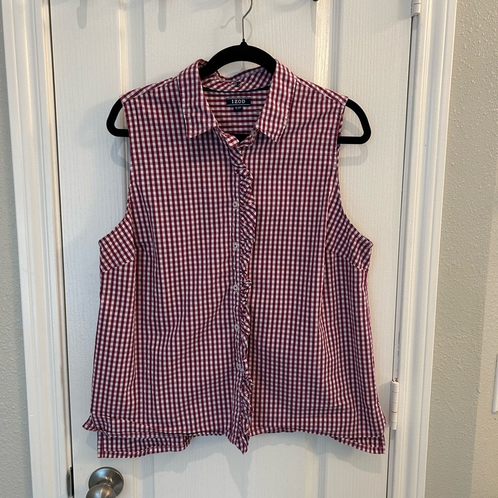 IZOD Red Gingham Sleeveless Top